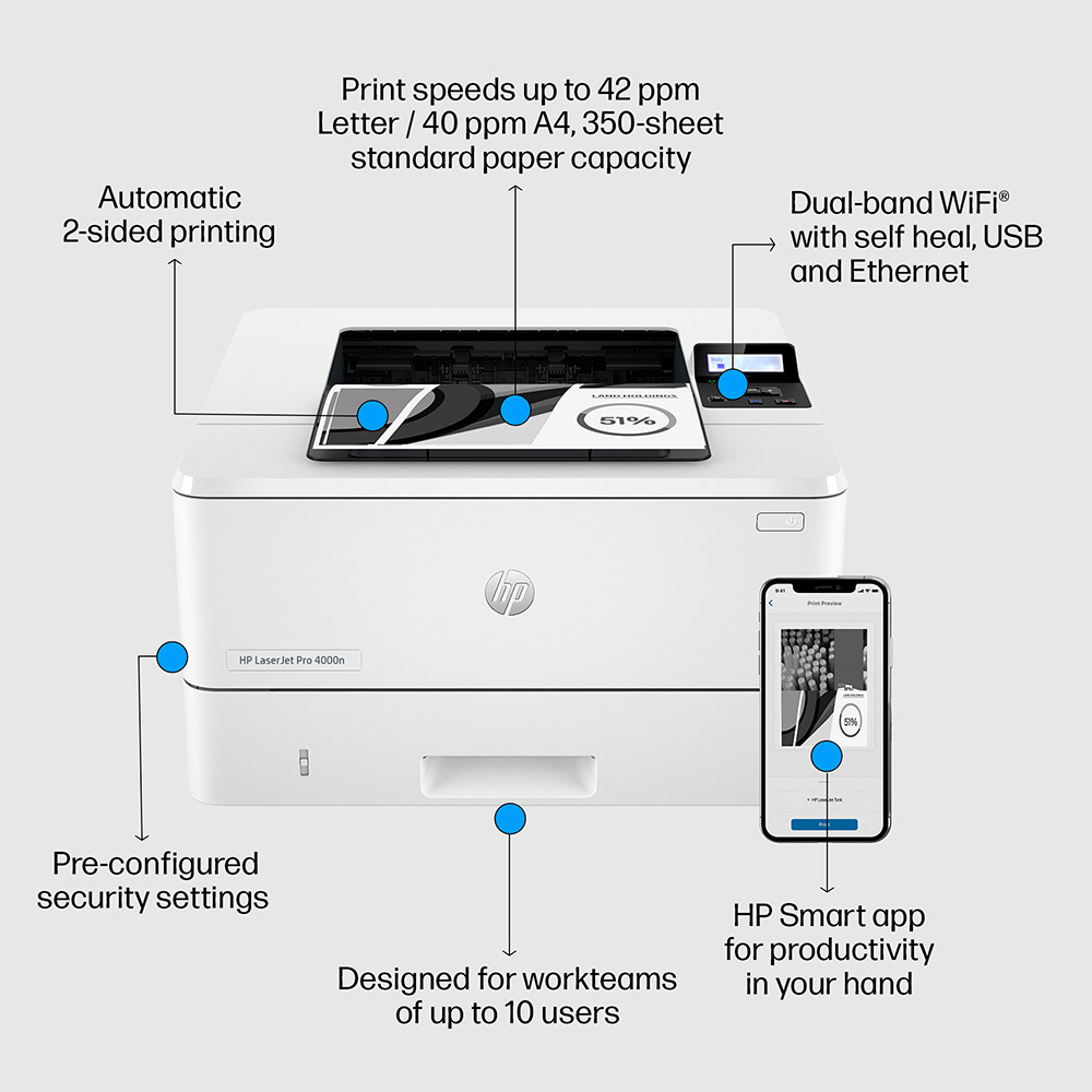 Зовнішній вигляд Принтер лазерний HP LaserJet Pro M4003dn (2Z609A)