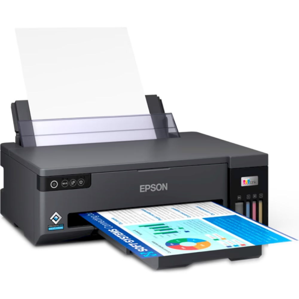 Принтер струйный EPSON L11050 (C11CK39403) Дополнительно Комплектация: принтер, шнур питания инструкция, гарантийный талон, Шнур питания, контейнеры с сублимационными чернилами (4 х 100 мл). Ресурс ч/б картриджа: до 6400 страниц, цветного - до 5600 страниц.