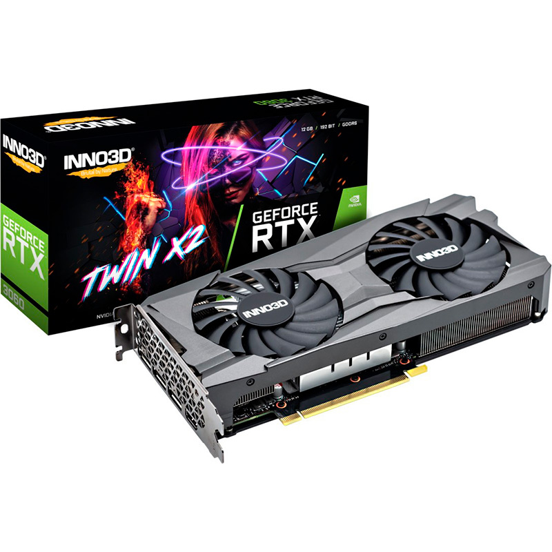 Відеокарта INNO3D GeForce RTX3060 Twin X2 OC 12GB 192bit 1792 / 15000mhz (N30602-12d6x-11902120) Тип пам'яті GDDR6