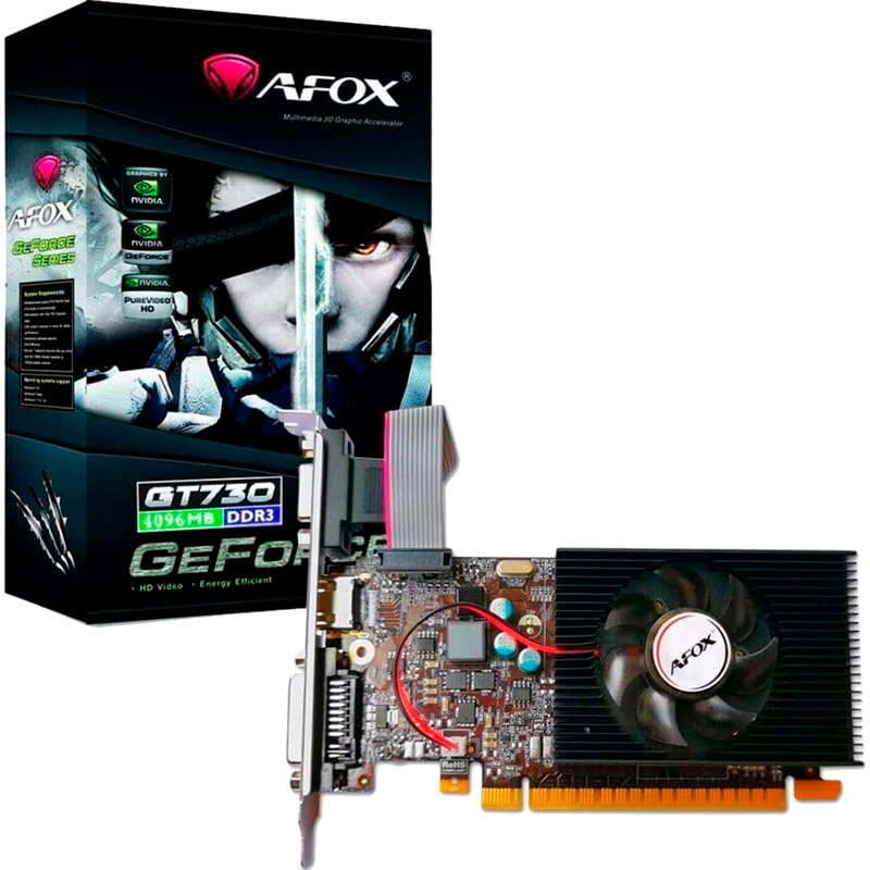 Відеокарта AFOX GeForce GT 730 4GB 128bit 954/1333MHz (AF730-4096D3L6) Об'єм вбудованої пам'яті, Гб 4