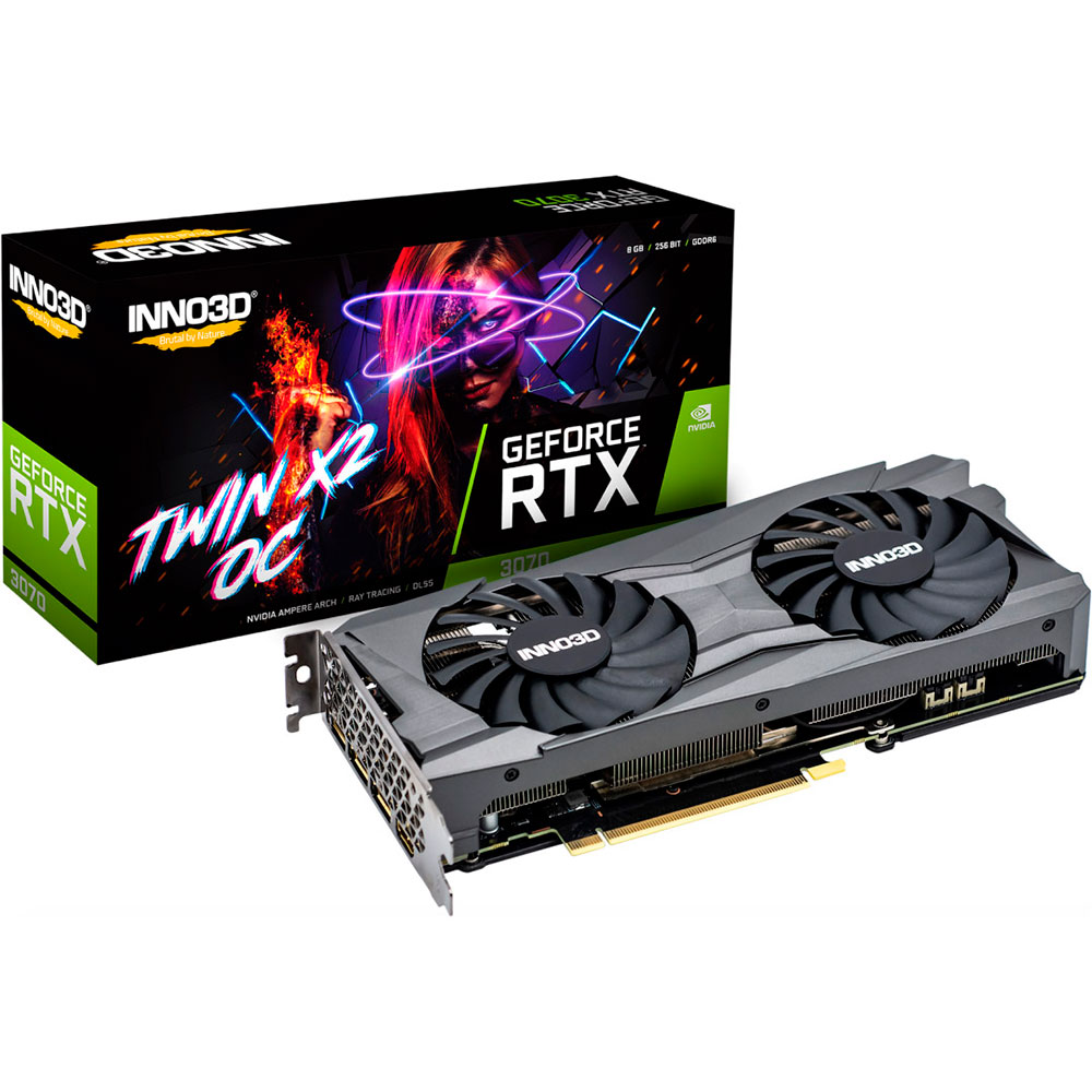 Видеокарта INNO3D GeForce RTX 3070 Twin X2 OC 8Gb 256bit 1500/14000MHz (N30702-08D6X-1710VA32L) Производитель чипа nVidia