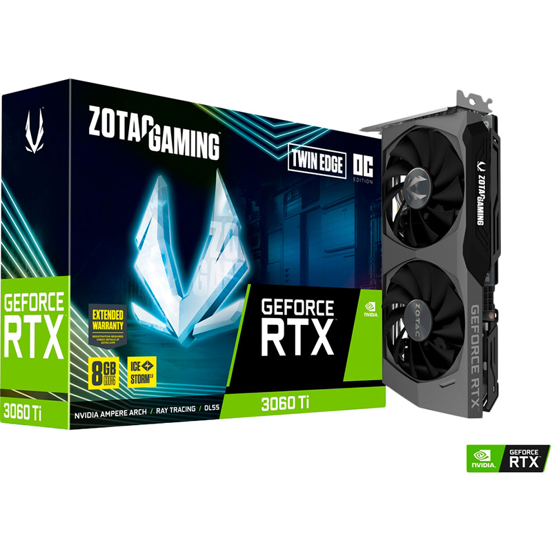 Фото Відеокарта ZOTAC GeForce RTX 3060 Ti Twin Edge OC GAMING LHR 8GB 256Bit 1695/14000MHz (ZT-A30610H-10MLHR)