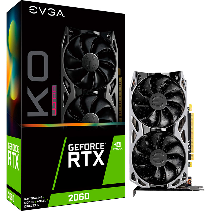 Зовнішній вигляд Відеокарта EVGA RTX 2060 KO ULTRA GAMING 6Gb 192Bit 1755/14000 MHz (06G-P4-2068-KR)