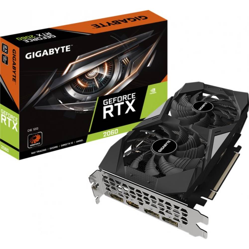 Зовнішній вигляд Відеокарта GIGABYTE NVIDIA RTX 2060 12GB 192bit 1650/14000MHz (GV-N2060D6-12GD)
