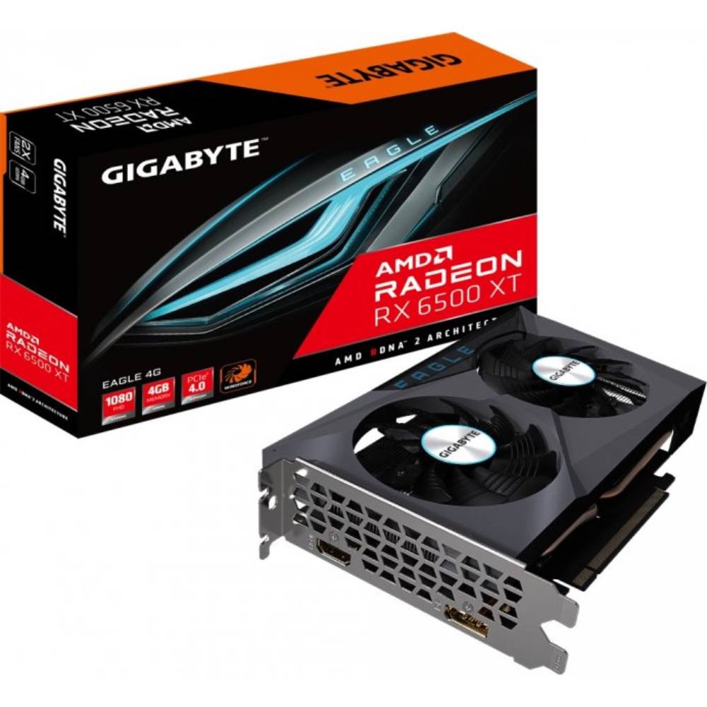 Фото Видеокарта GIGABYTE Radeon RX 6500XT 4GB 64Bit 2200/18000MHz (GV-R65XTEAGLE-4GD)