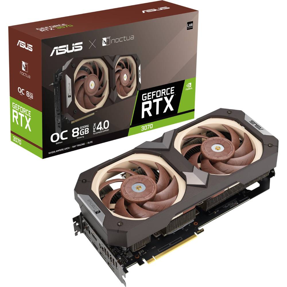 В Украине Видеокарта ASUS GeForce RTX3070 Noctua OC Edition 8GB 256Bit 1845/14000MHz (RTX3070-O8G-NOCTUA)