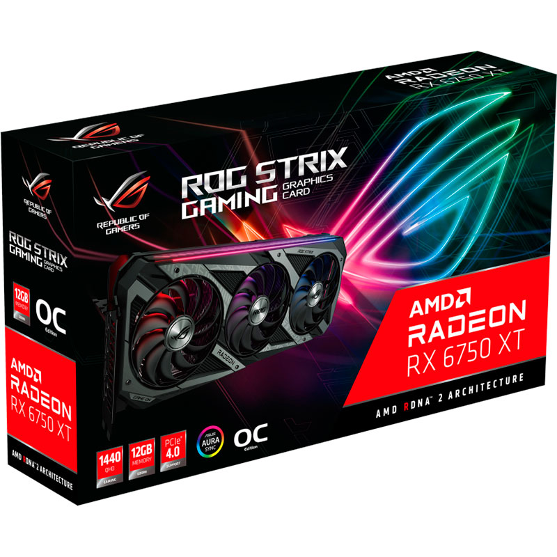 Обзор Видеокарта ASUS Radeon RX 6750 XT ROG Strix OC Edition 12GB GDDR6 192-bit  2643/18000MHz (STRIX-RX6750XT-O12G-GAM)