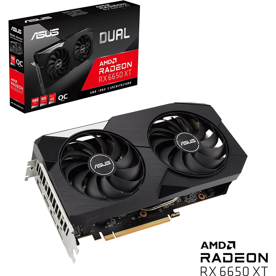 Заказать Видеокарта ASUS Radeon RX 6650XT 8Gb 128Bit 2447/17500MHz (DUAL-RX6650XT-O8G)