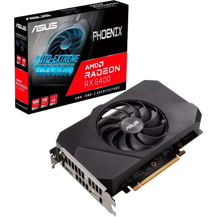 Зовнішній вигляд Відеокарта ASUS Radeon RX 6400 4GB GDDR6 64 bit (PH-RX6400-4G)