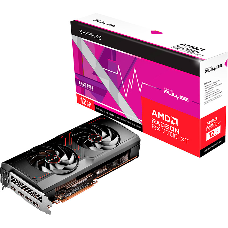 Зовнішній вигляд Відеокарта SAPPHIRE RX 7700 XT 12Gb 192Bit 2250/18000MHz PULSE GAMING (11335-04-20G)