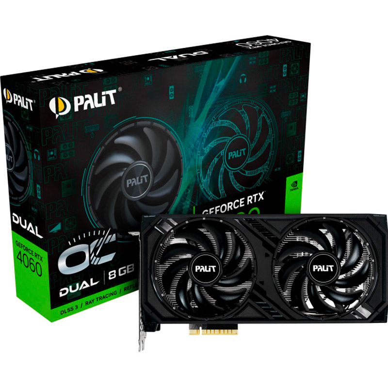 Покупка Відеокарта PALIT-XPERTVISION RTX 4060 8Gb 128Bit 1830/17000MHz Dual OC (NE64060T19P1-1070D)