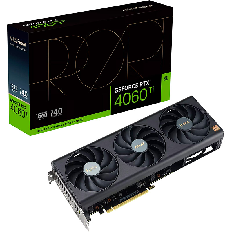 Внешний вид Видеокарта ASUS RTX 4060 TI 16Gb 128Bit 2535/18000MHz PROART (PROART-RTX4060TI-16G)