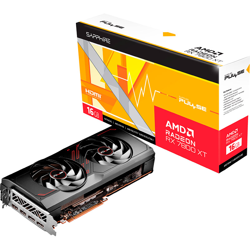 Зовнішній вигляд Відеокарта SAPPHIRE Radeon RX 7800 XT 16Gb 256Bit 2430/19500MHz Pulse GAMING (11330-02-20G)