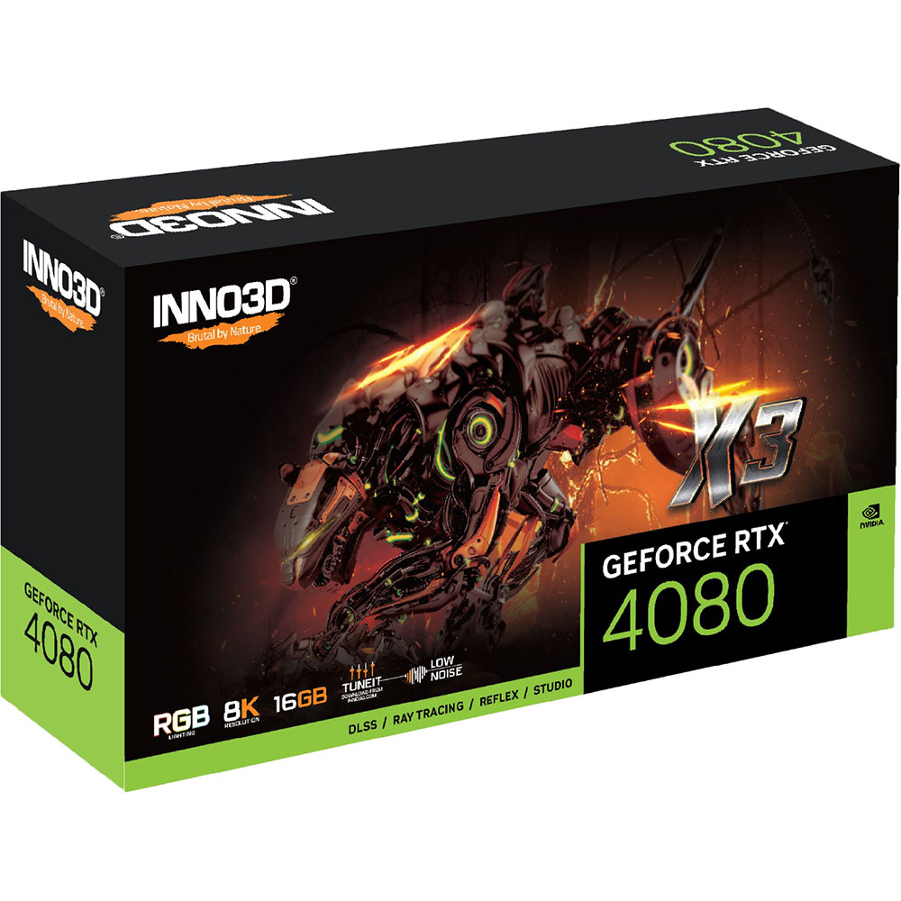 Відеокарта INNO3D GeForce RTX4080 X3 16GB GDDR6X 256bit (N40803-166X-187049N) Об'єм вбудованої пам'яті, Гб 16