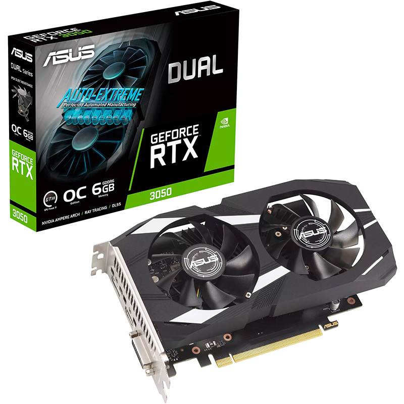 Замовити Відеокарта ASUS GeForce RTX 3050 6Gb 66Bit 1537/14000MHz (DUAL-RTX3050-O6G)