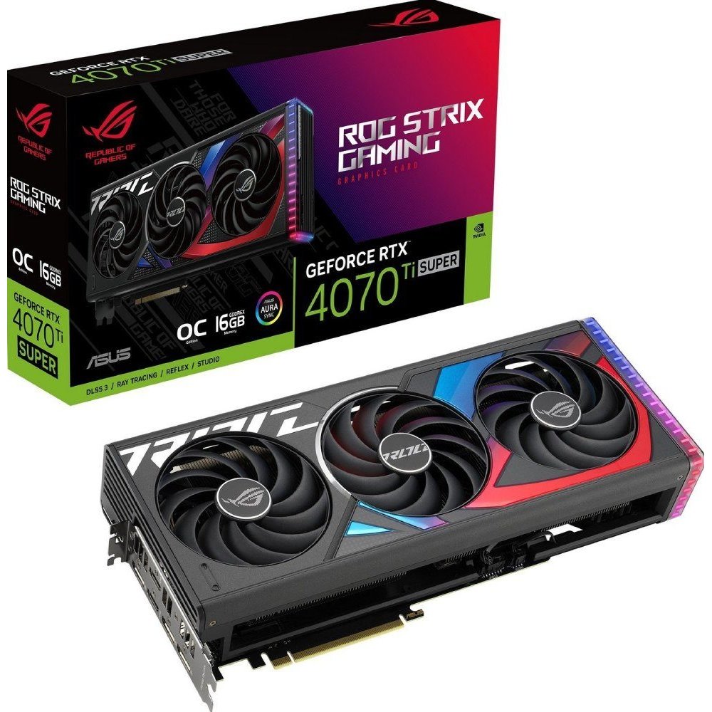 Изображение Видеокарта ASUS GeForce RTX 4070 Ti SUPER 16GB GDDR6X OC ROG-STRIX-RTX4070TIS-O16G-GAMING  (90YV0KG0-M0NA00)