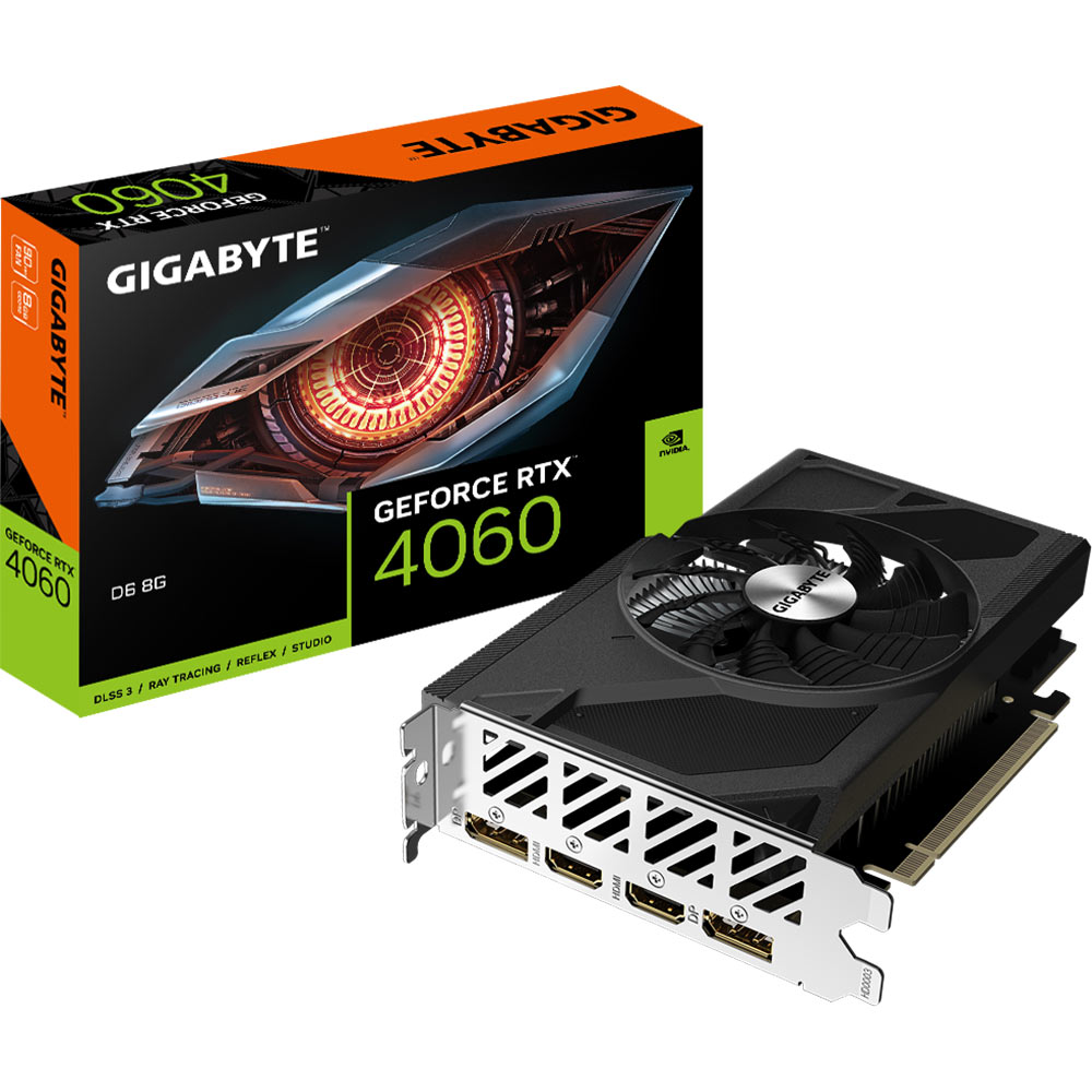 Фото Видеокарта GIGABYTE GeForce RTX4060 8Gb 128bit 2460MHz (GV-N4060D6-8GD)