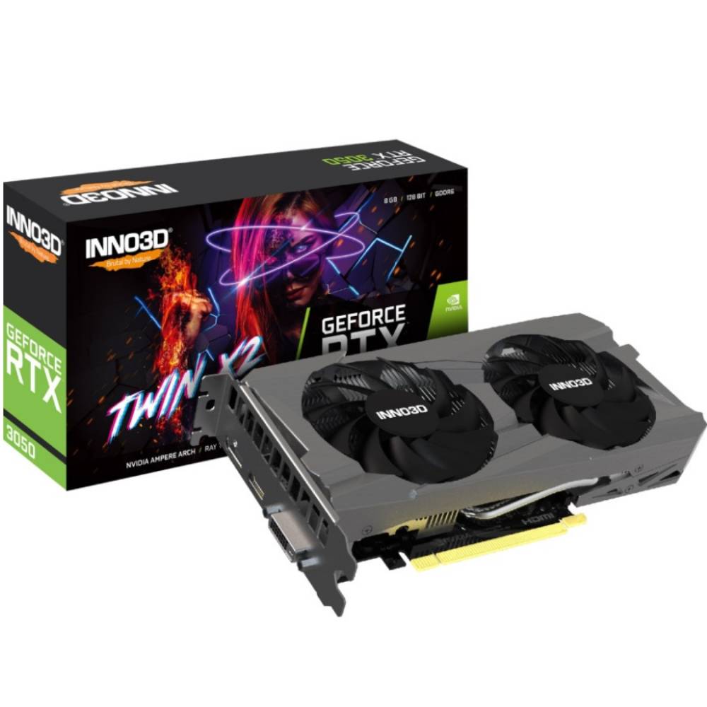 Відеокарта INNO3D GeForce RTX3050 Twin X2 V2 8GB GDDR6 128bit Black (N30502-08D6-1711VA41) Виробник чіпу nVidia