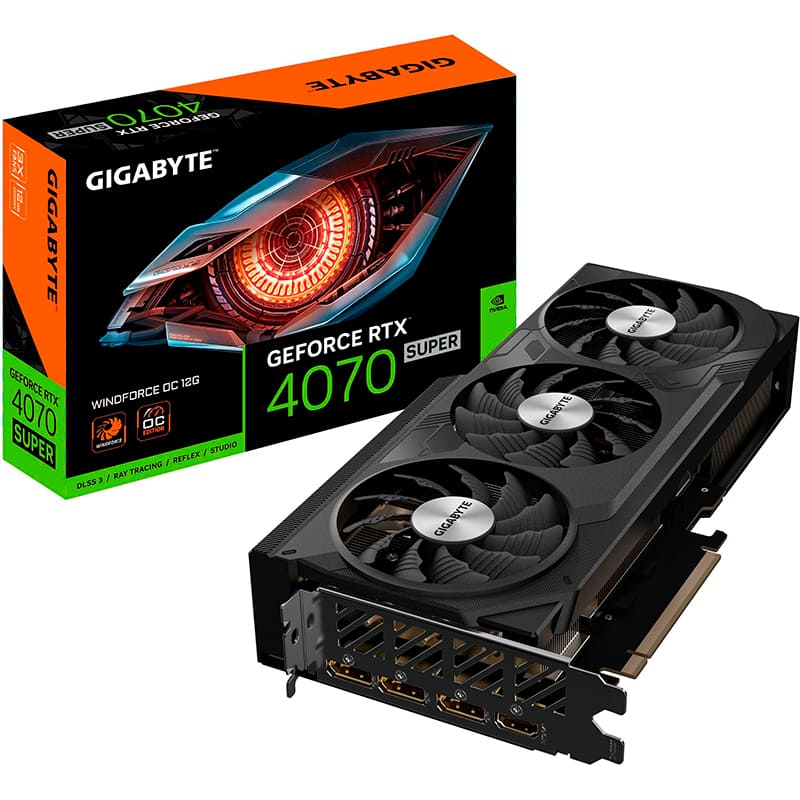 Видеокарта GIGABYTE GeForce RTX 4070 SUPER 12GB 192Bit 2505/21000 MHz (GV-N407SWF3OC-12GD) Объем встроенной памяти, Гб 12