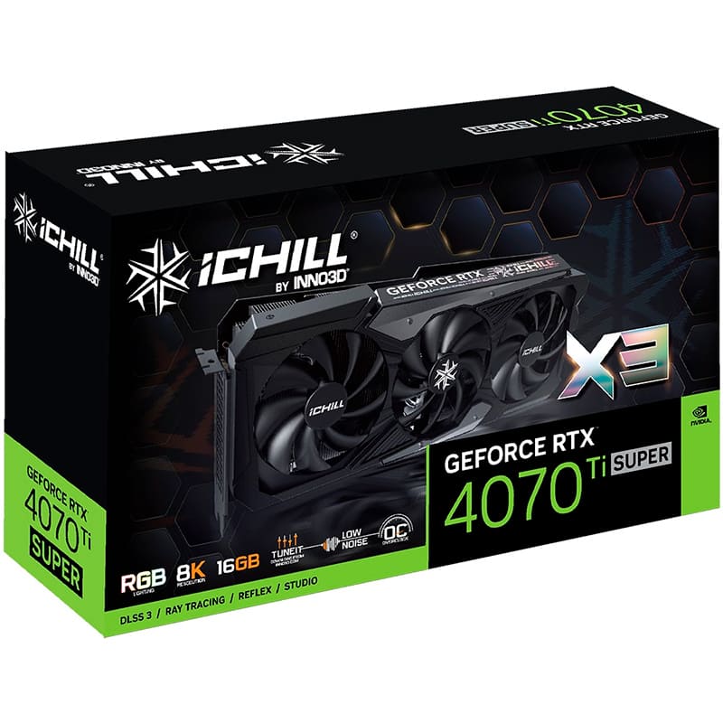 Відеокарта INNO3D GeForce RTX 4070 Ti Super 16GB 256Bit 2340/21000 MHz (C407TS3-166XX-186148H) Об'єм вбудованої пам'яті, Гб 16