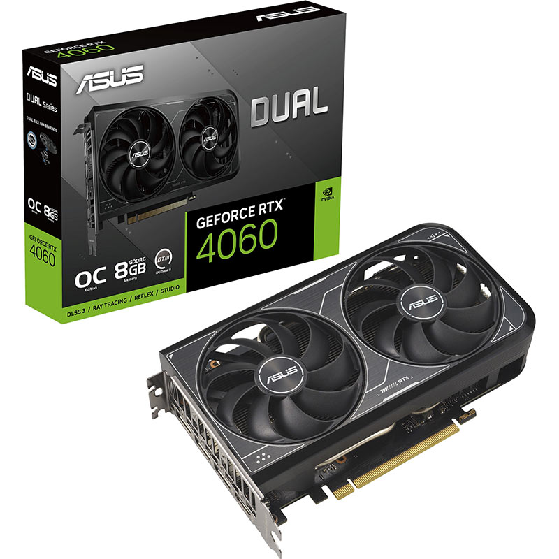 Фото Видеокарта ASUS GeForce RTX 4060 8GB 128bit 2535/18000 МГц Dual OC V2 (90YV0JC4-M0NA00)