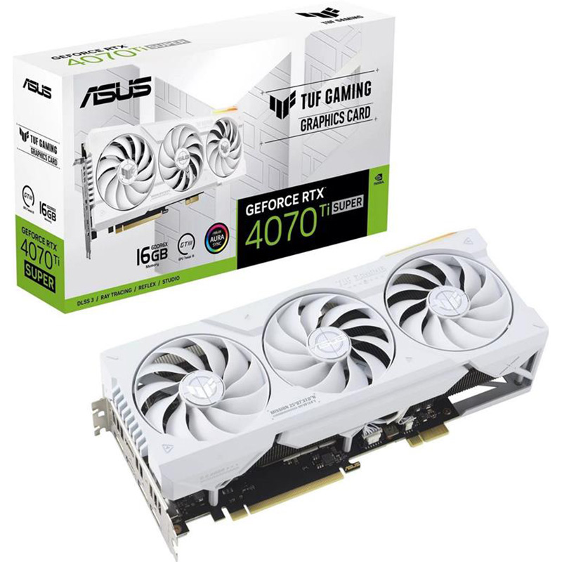 Покупка Видеокарта ASUS GeForce RTX4070 Ti Super 16GB 256bit 2640/21000МГц White (TUF-RTX4070TIS-16G-BTF-WHITE)