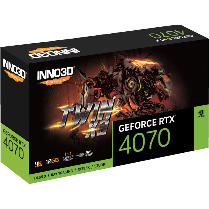 Відеокарта INNO3D GEFORCE RTX 4070 GDDR6 TWIN (N40702-12D6-179063N) Об'єм вбудованої пам'яті, Гб 12