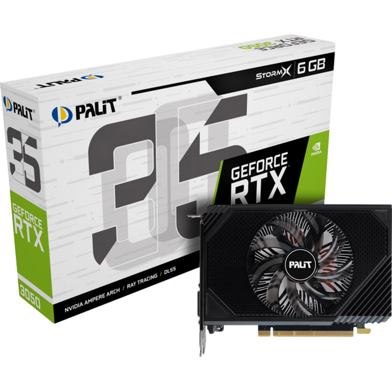 Фото Відеокарта PALIT GeForce RTX 3050 StormX 6GB 96bit 1492/14000MHz (NE63050018JE-1072F)