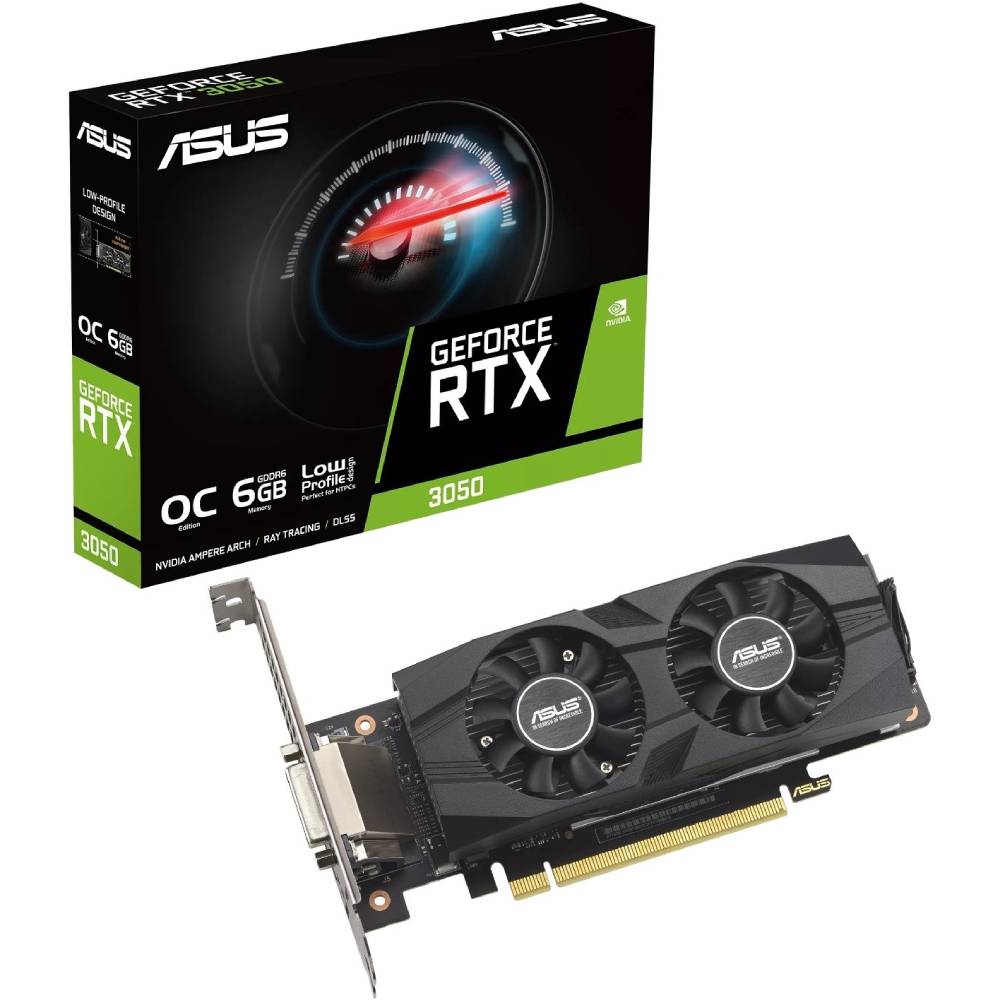 Внешний вид Видеокарта ASUS NVIDIA RTX 3050 6Gb 96Bit 1507/14000MHz (RTX3050-O6G-LP-BRK)