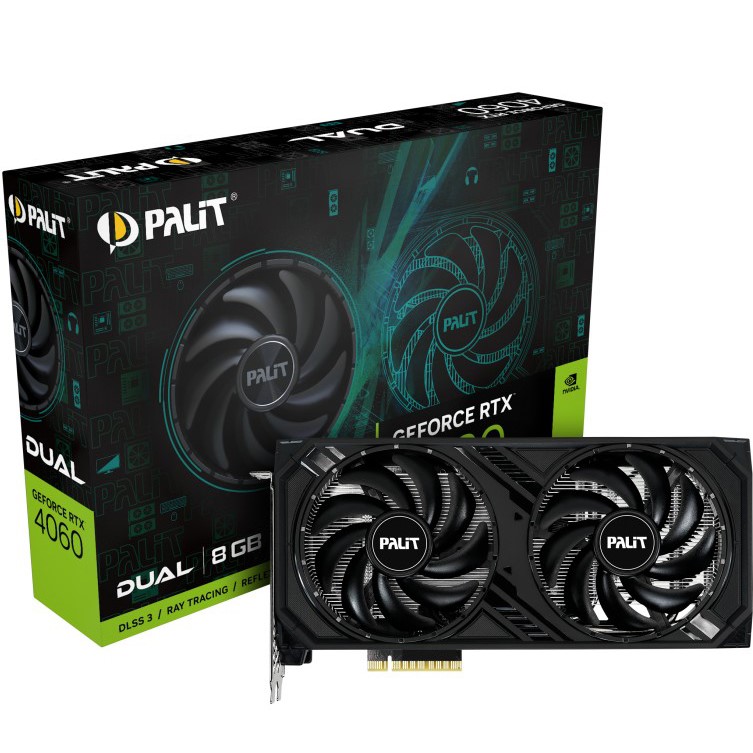 Видеокарта PALIT GeForce RTX4060 Dual 8GB 128bit 1830/17000MHz (NE64060019P1-1070D)