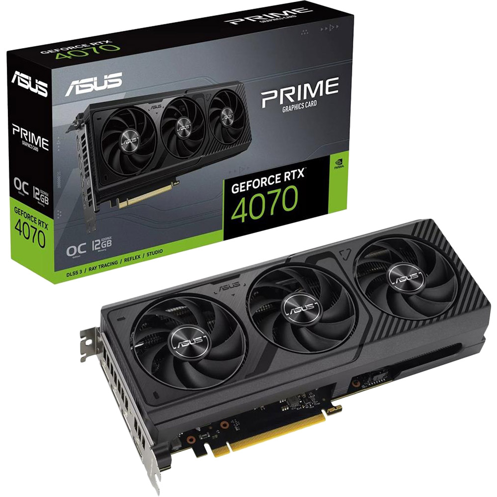 Внешний вид Видеокарта ASUS GeForce RTX 4070 Prime OC Edition 12GB 192bit 2520/21000MHz (PRIME-RTX4070-O12G)