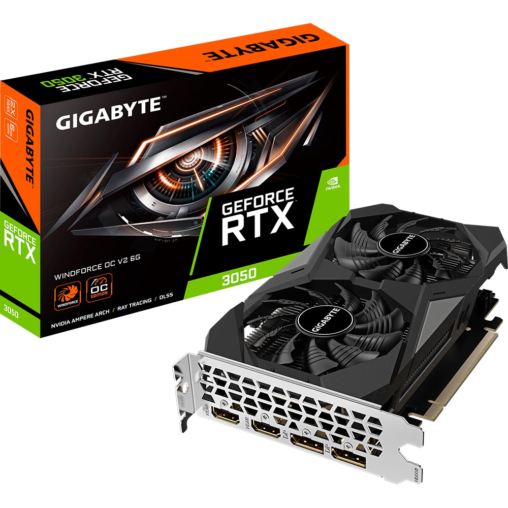 Відеокарта GIGABYTE GeForce RTX 3050 6Gb 96bit 1477/14000MHz (GV-N3050WF2OCV2-6GD)