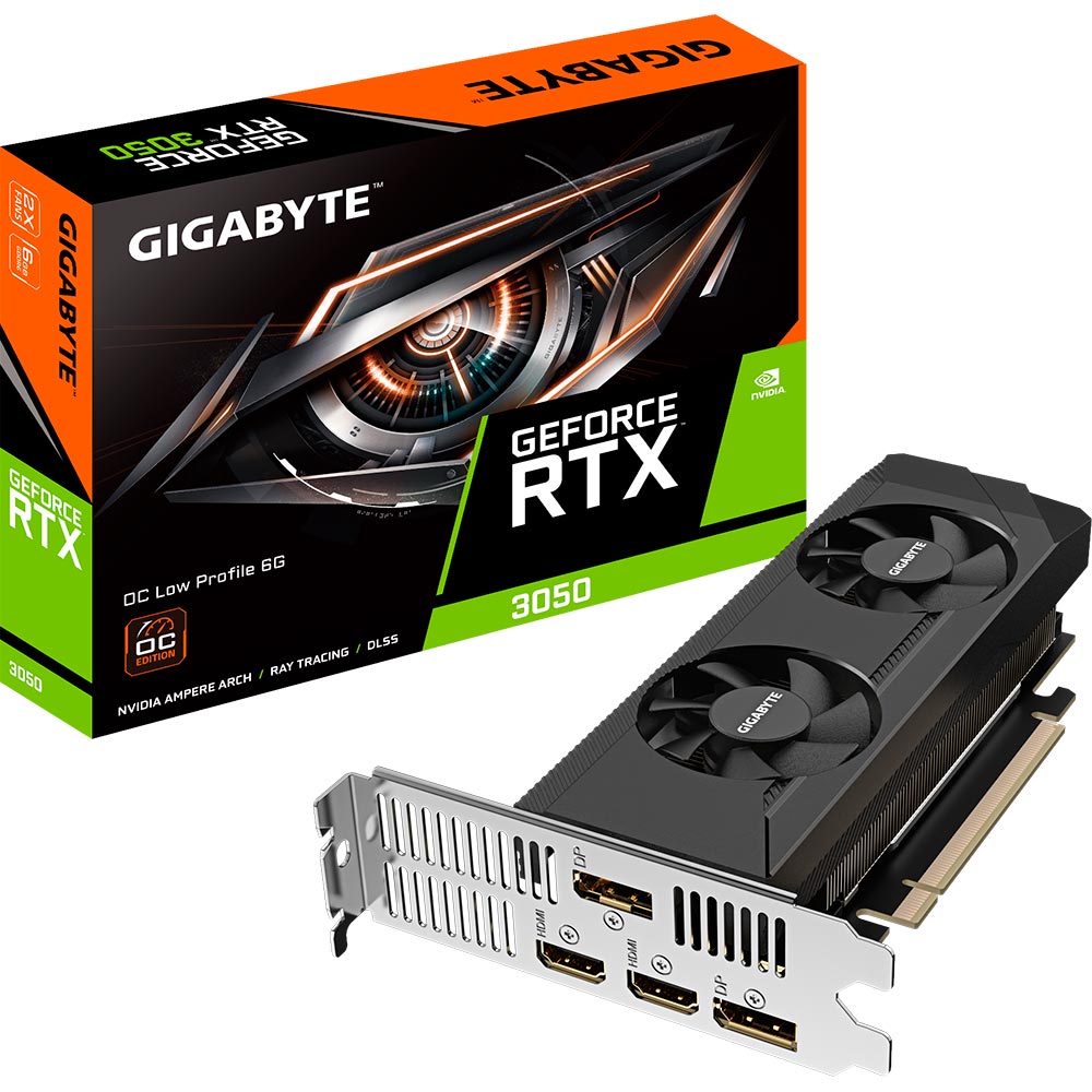 Видеокарта GIGABYTE GeForce RTX 3050 Low Profile 6Gb 96bit 1477/14000MHz (GV-N3050OC-6GL)