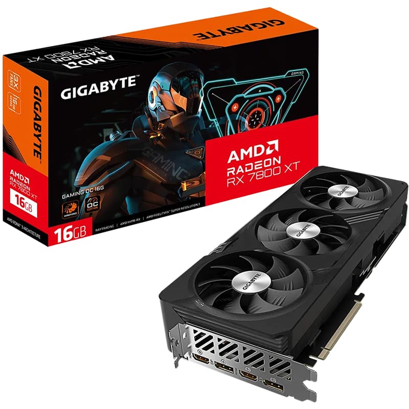 Внешний вид Видеокарта GIGABYTE AMD Radeon RX 7800XT 16GB 256Bit 2254/19500MHz (GV-R78XTGAMING OC-16GD)