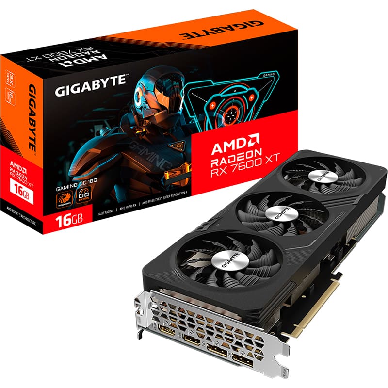 Замовити Відеокарта GIGABYTE AMD Radeon RX 7600XT 16GB 128Bit 2539/18000MHz (GV-R76XTGAMING OC-16GD)