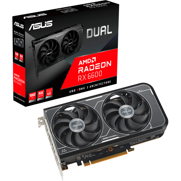 В Фокстрот Видеокарта ASUS Radeon RX6600 Dual V3 8Gb 128Bit 2491/14000 MHz (DUAL-RX6600-8G-V3)