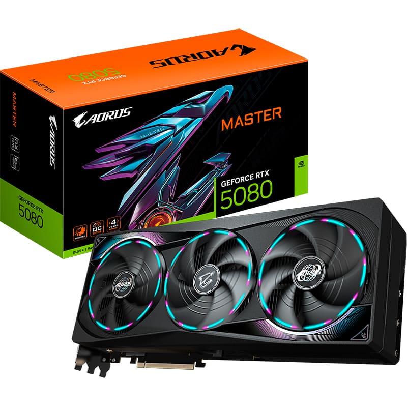 Изображение Видеокарта GIGABYTE GeForce RTX 5080 16GB 256Bit 2617/30000MHz Aorus Master (GV-N5080AORUS M-16GD)