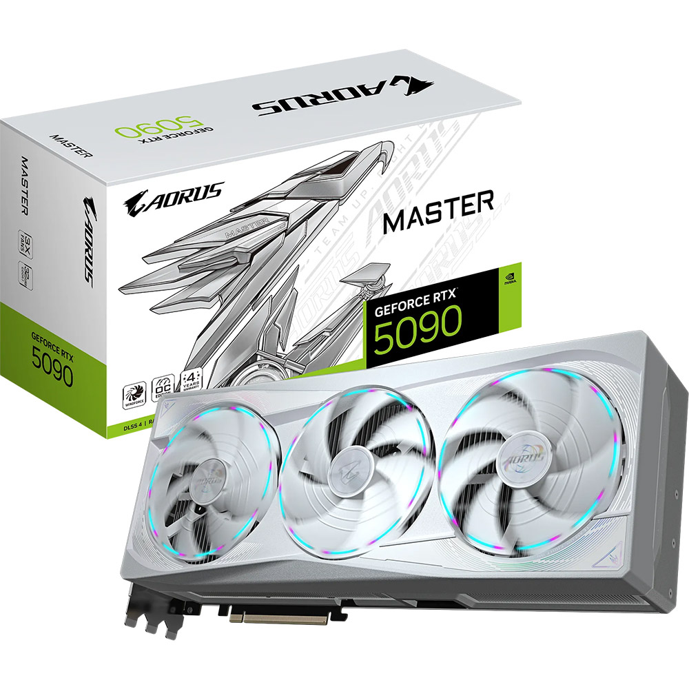 Изображение Видеокарта GIGABYTE GeForce RTX 5090 32GB GDDR7 AORUS ICE 512bit 2407/28000MHz (GV-N5090AORUSM_ICE-32GD)
