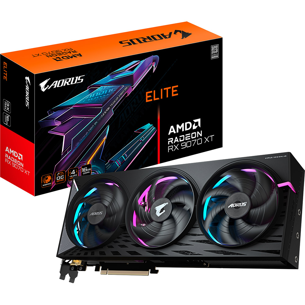 Покупка Видеокарта GIGABYTE Radeon RX 9700 XT 16GB GDDR6 AORUS ELITE 256bit 2400/20000MHz (GV-R9070XTAORUS_E)