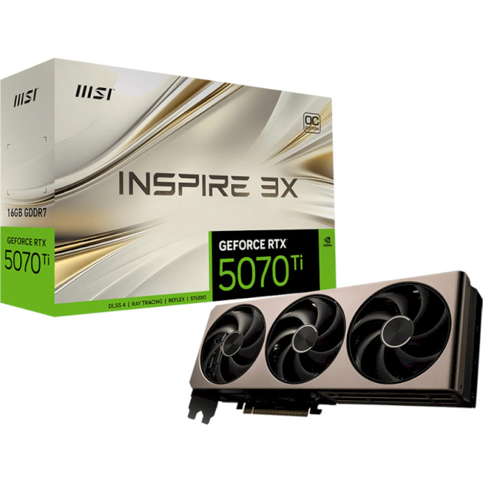 Фото Відеокарта MSI GeForce RTX 5070 Ti INSPIRE 3X OC 16GB 256Bit 28000MHz (912-V531-281)