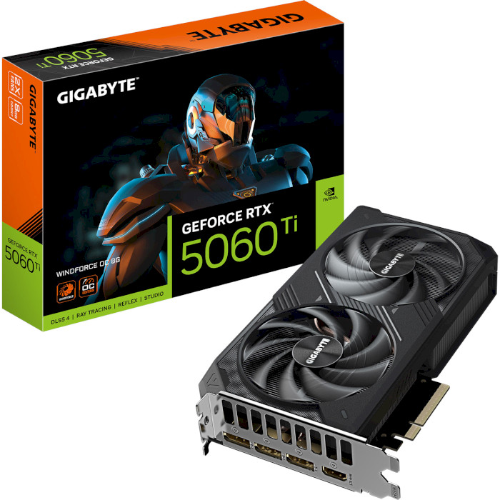 Зображення Відеокарта GIGABYTE GeForce RTX 5060 Ti WINDFORCE OC 8G 8GB 128bit 2587/28000MHz (GV-N506TWF2OC-8GD)