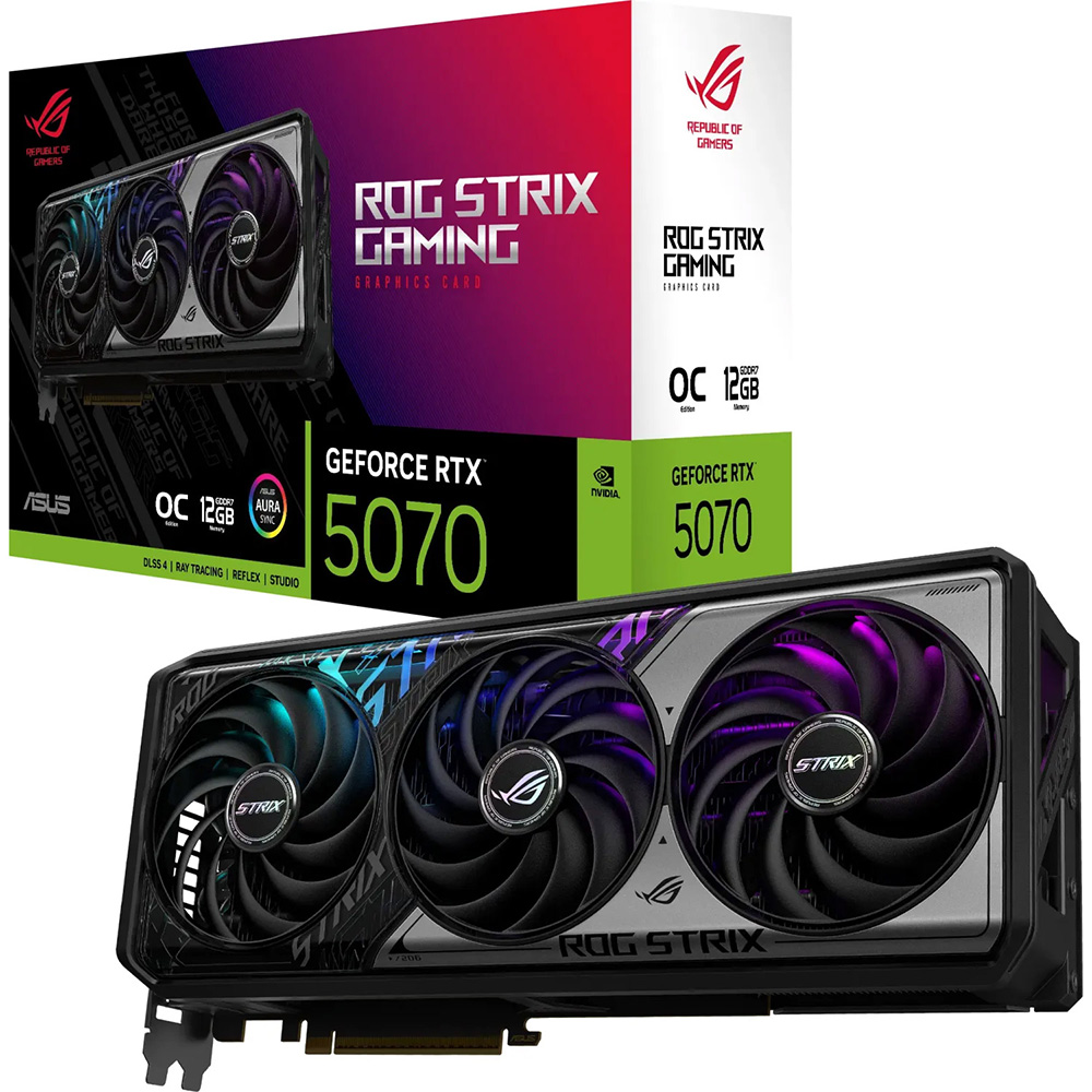 В Україні Відеокарта ASUS ROG Strix GeForce RTX 5070 12ГБ 192біт 2655/28000МГц (ROG-STRIX-RTX5070-O12G-GAMING)