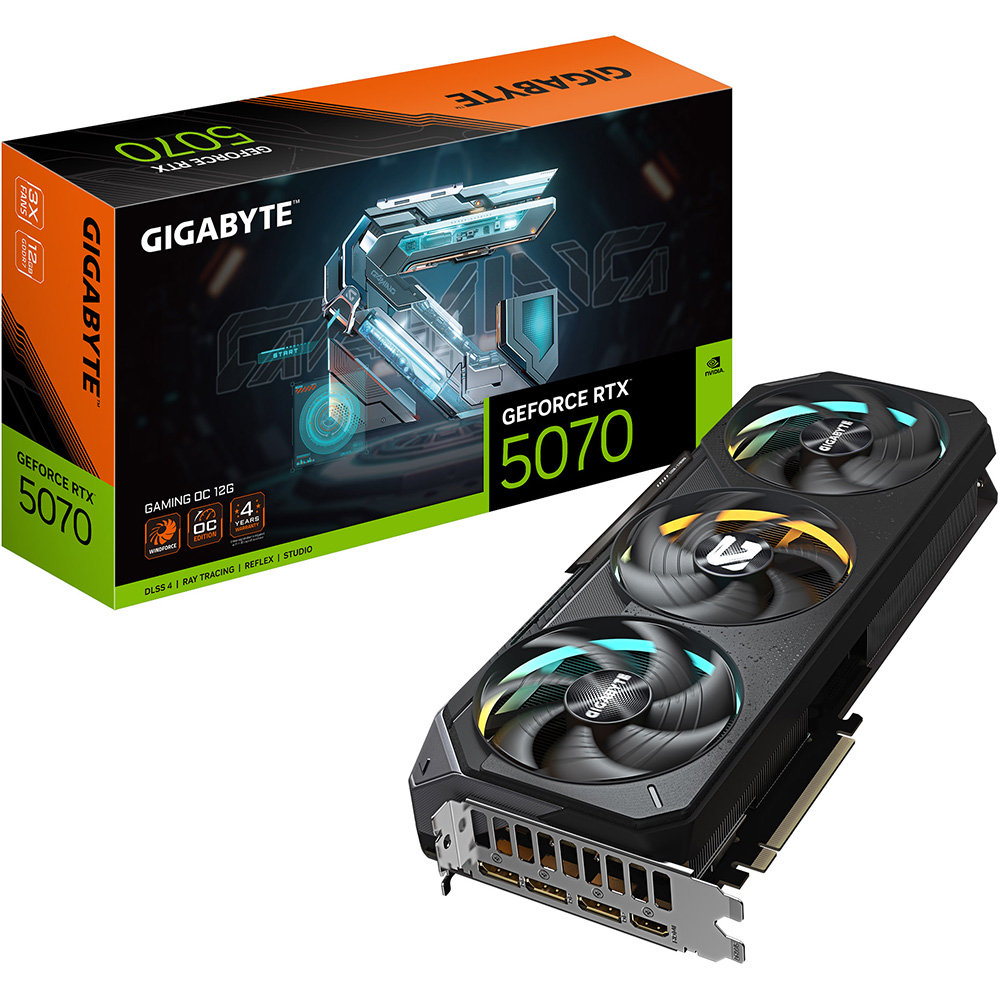 Зображення Відеокарта GIGABYTE GeForce RTX 5070 Gaming 12ГБ 192біт 2625/2800МГц (GV-N5070GAMING OC-12GD)