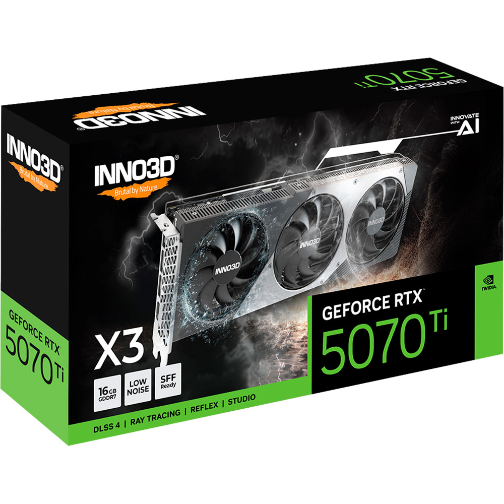 Видеокарта INNO3D GeForce RTX5070 Ti X3 16GB 256bit 2295/28000MHz (N507T3-16D7-176068N) Объем встроенной памяти, Гб 16
