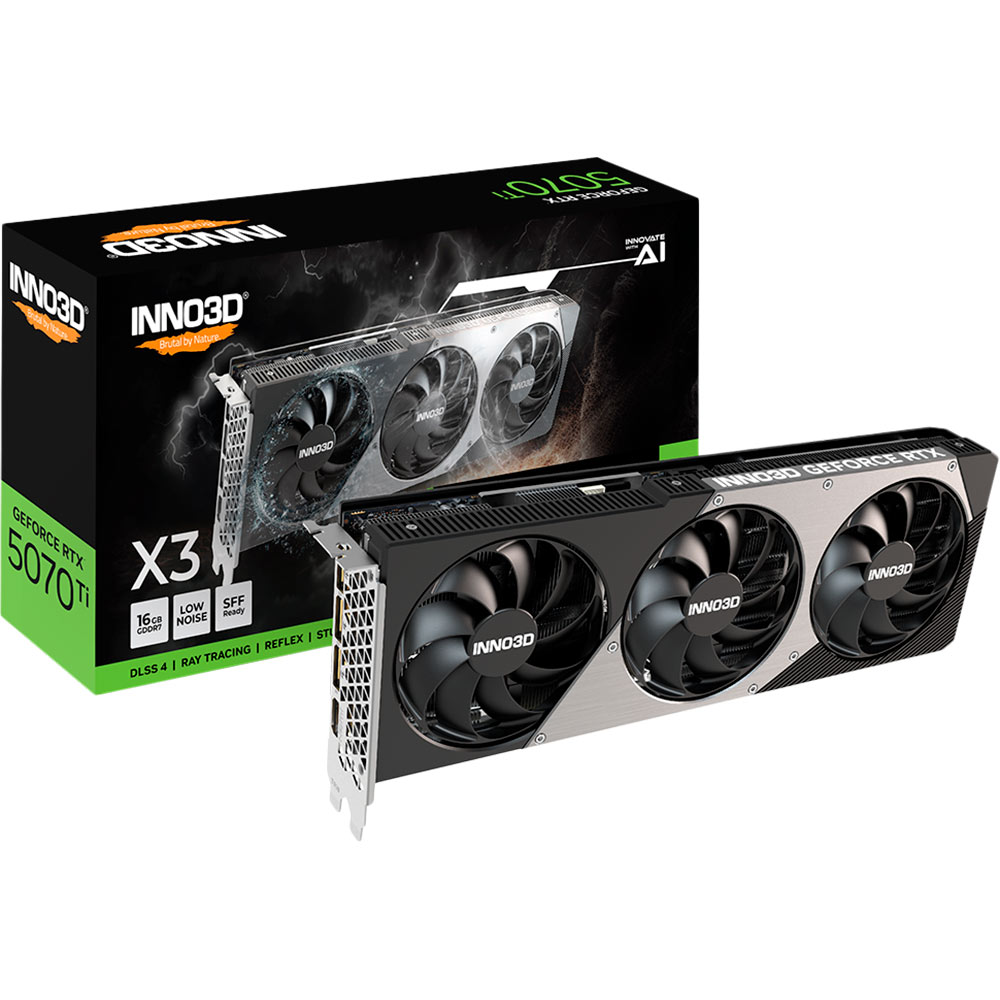 Видеокарта INNO3D GeForce RTX5070 Ti X3 16GB 256bit 2295/28000MHz (N507T3-16D7-176068N)