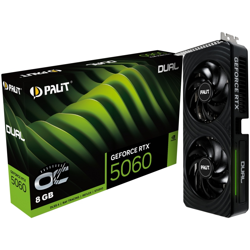 Відеокарта PALIT GeForce RTX 5060 Dual OC 8GB 128bit 2280/28000 MHz (NE75060S19P1-GB2063D) Виробник чіпу nVidia