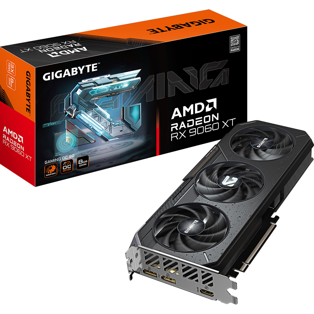 Зображення Відеокарта GIGABYTE Radeon RX9060XTGAMINGOC8GB 128bit 2780/20000MHz (GV-R9060XTGAMINGOC-8GD)