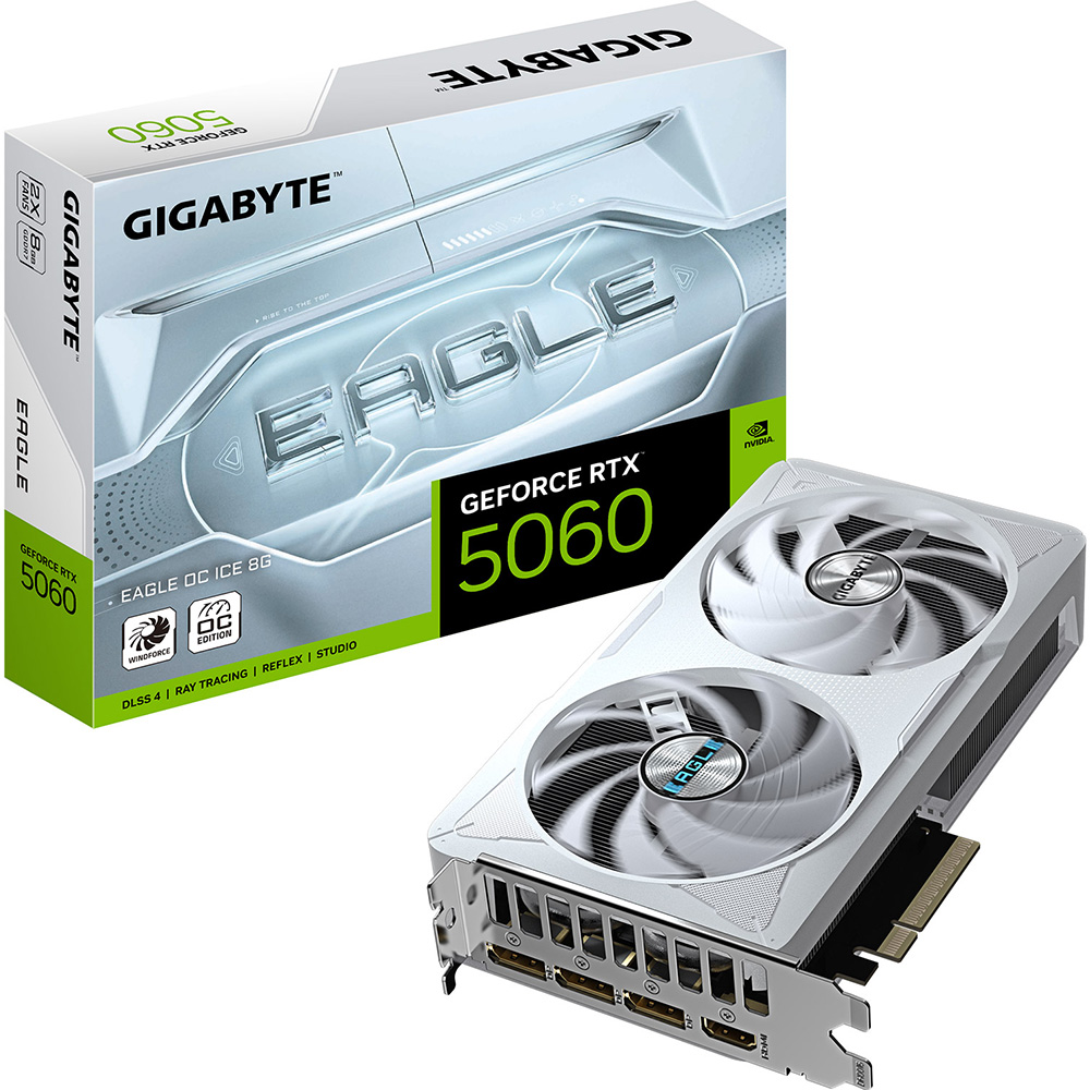 Зображення Відеокарта GIGABYTE EAGLE GeForceRTX5060 OCICE8GB 128bit 2550/28000MHz (GV-N5060EAGLEOCICE-8GD)