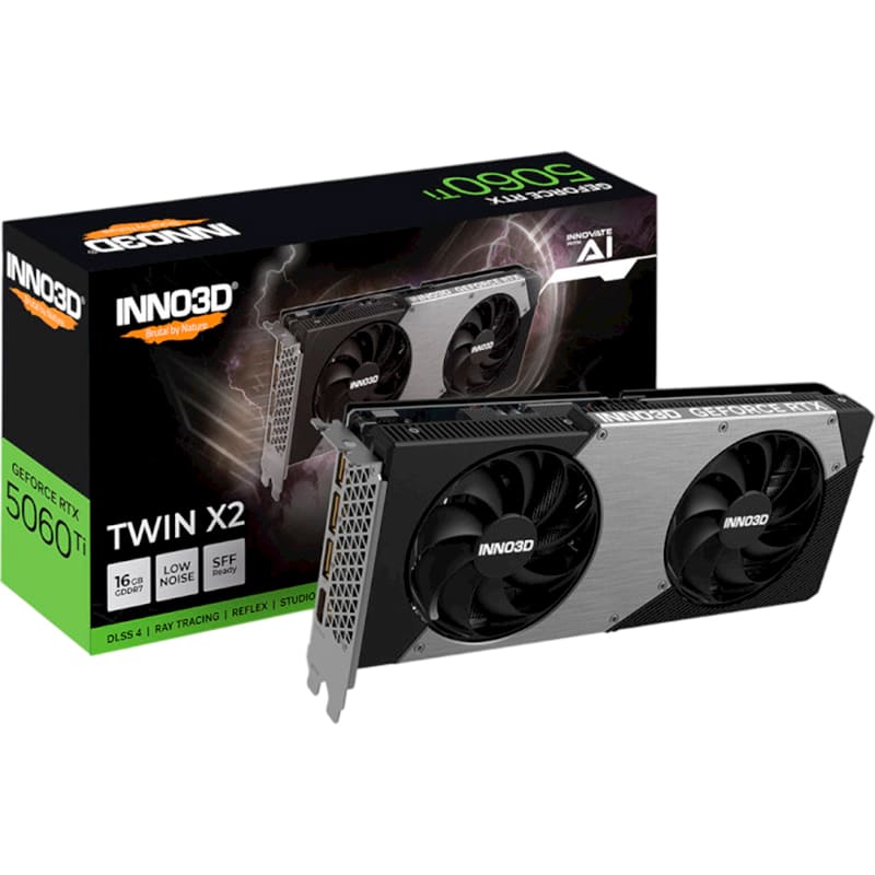 Видеокарта INNO3D GeForce RTX5060 Ti 16GB 128Bit 2407/28000MHz TWIN X2 (N506T2-16D7-191073N) Тип памяти GDDR7