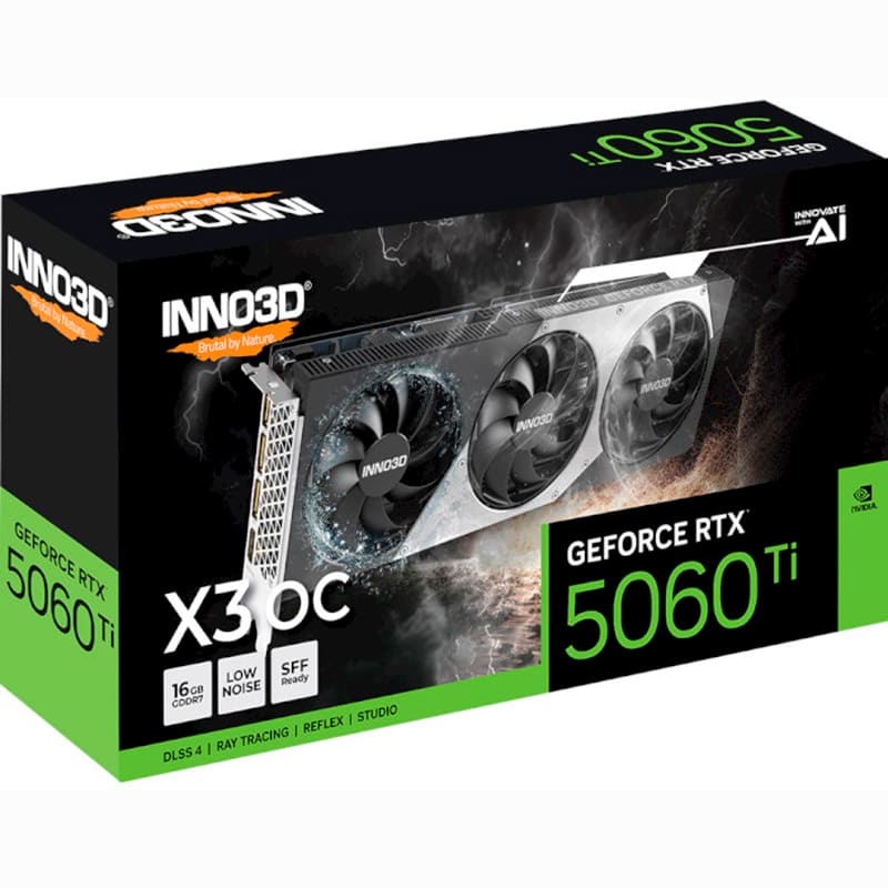 Відеокарта INNO3D GeForce RTX5060 Ti 16GB 128Bit 2407/28000MHz X3 OC (N506T3-16D7X-191073L) Тип пам'яті GDDR7